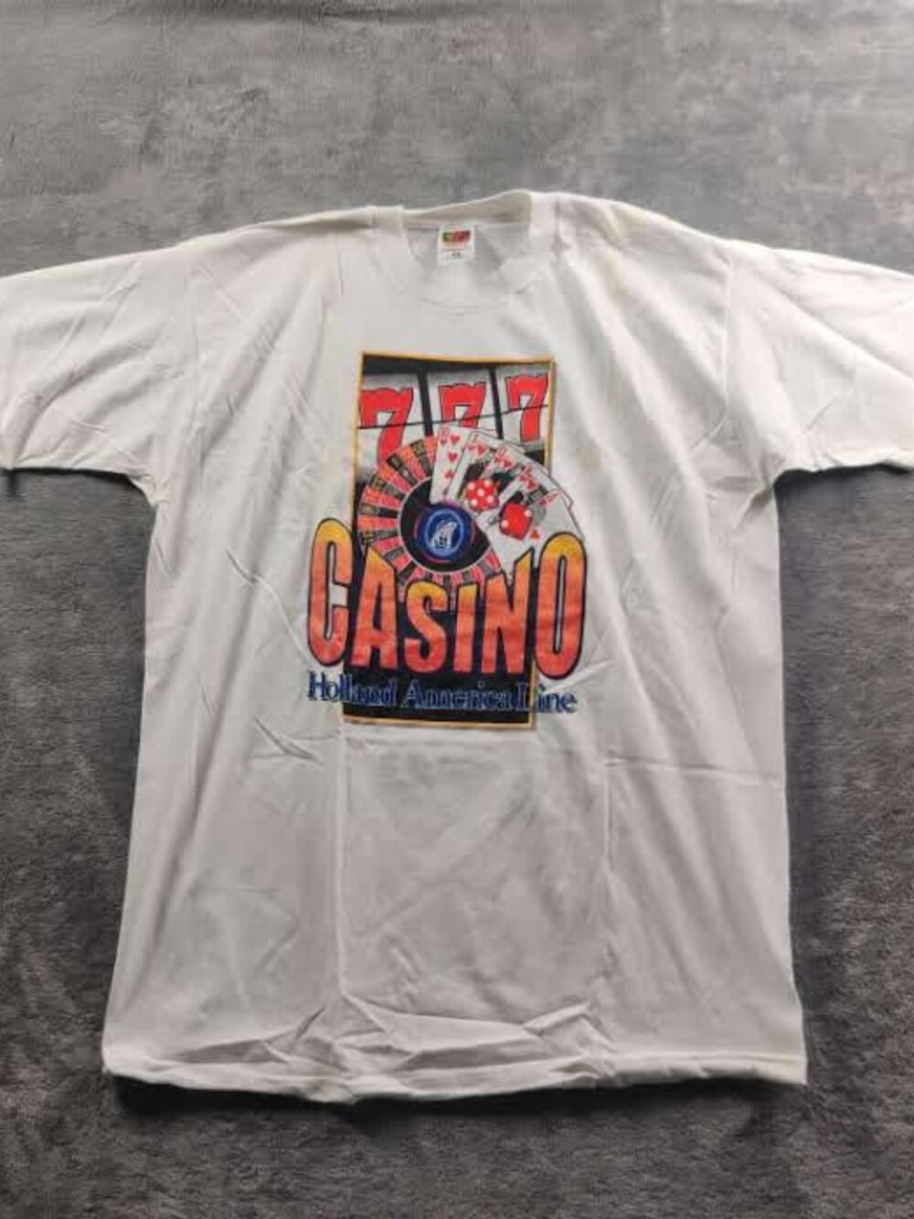 VINTAGE Casino Gambling Shirt Adult Mens XL White Short Sleeve